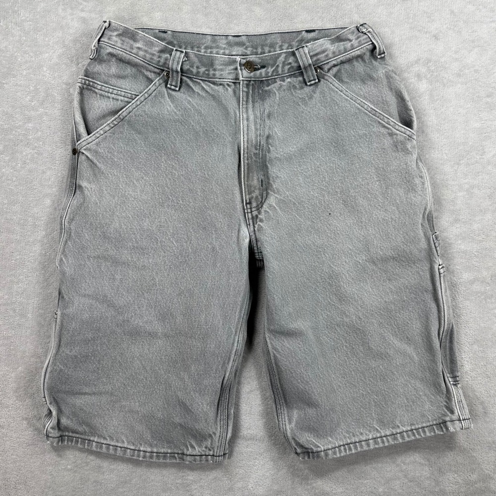 Ben Davis Carpenter Shorts Mens 32 Gray Denim Workwear Relaxed Fit Utility 12"